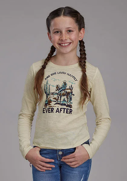 Little Girls Long Sleeve Graphic Knit Tee Seamless Knitted Crochet
