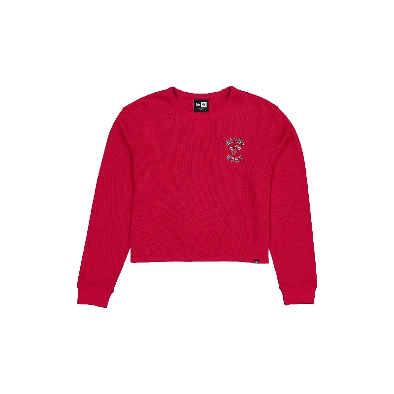 Miami Heat Sport Night T-Shirt Women's Long Sleeve Real Fur Shearling Chenille