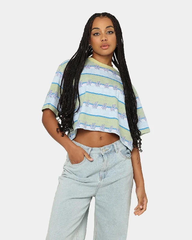 OBEY  Women's Dizzy Cropped T-Shirt	Aloe Multi Plaid T-Shirt Polka Dot Checkered