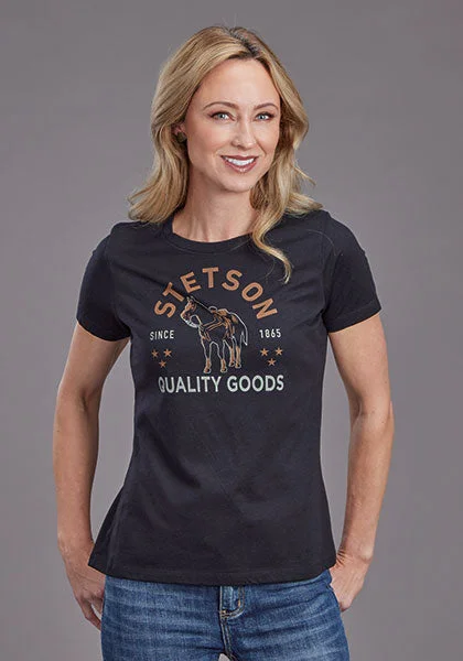 Stetson Women's Short Sleeve Horse Graphic Tee Fleece Nylon Spandex
