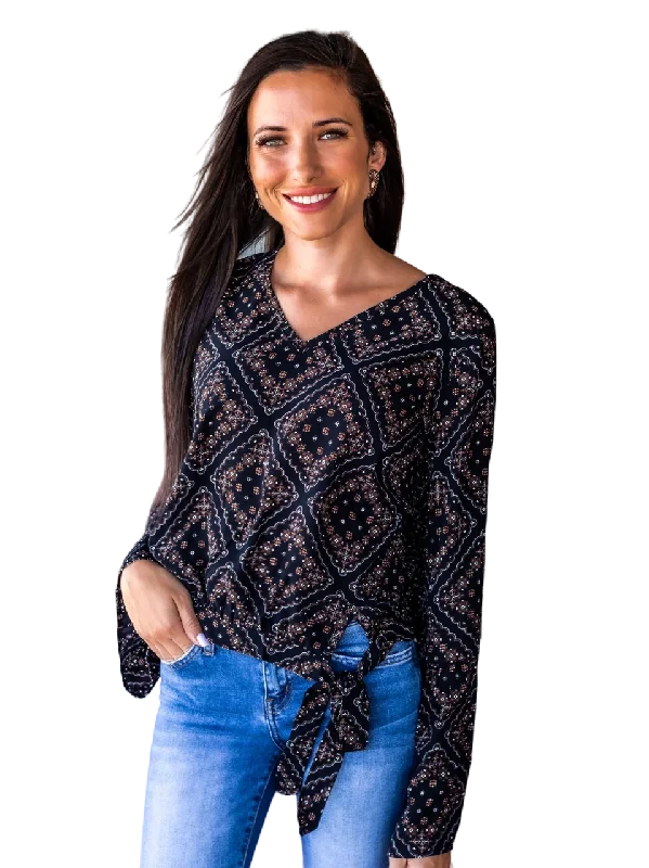 Southern Grace Women's Chic Chick Black Top Blouse Chic Off-Shoulder Blouse
