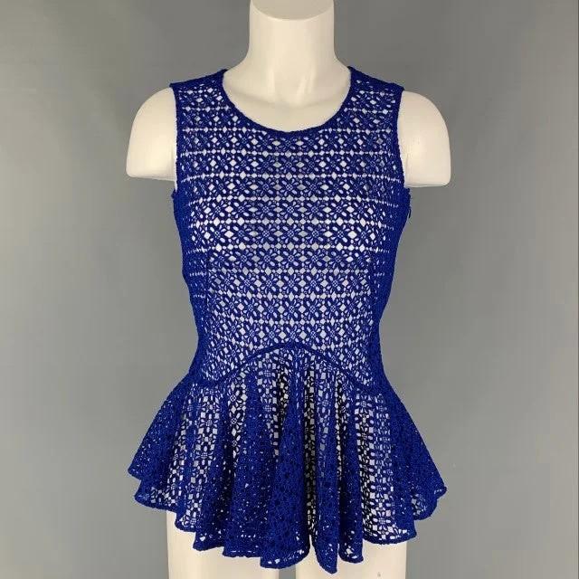 ALEXANDER MCQUEEN Size S Blue Peplum Blouse Office-Ready Blouse
