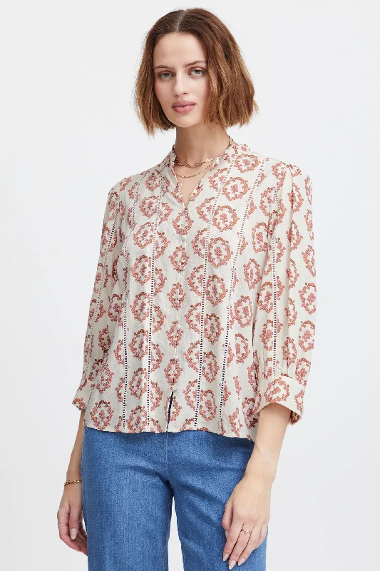 Atelier Reve 20120251 IRSEEMA Sand Flowering Rings Blouse Frilled Cuff Blouse