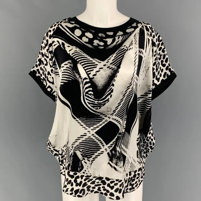 BARBARA BUI Size S Black & White Silk Mixed Fabrics Oversized Blouse Romantic Lace Blouse BARBARA BUI Size S Black & White Silk Mixed Fabrics Oversized Blouse Romantic Lace Blouse