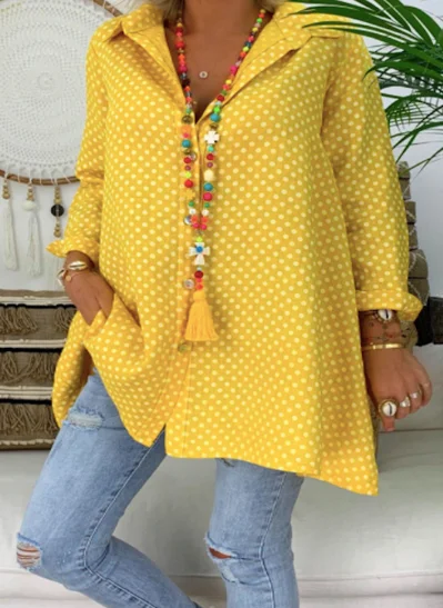 Beautiful Loose Long-Sleeved Blouse Elegant Peplum Blouse