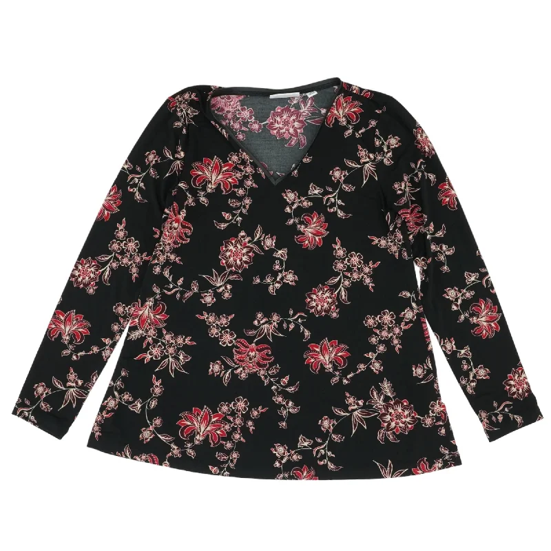 Black Floral Long Sleeve Blouse Classic Striped Blouse