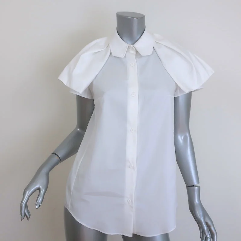 Carven Button Down Shirt White Cotton Size 38 Short Sleeve Blouse Office Formal Blouse Carven Button Down Shirt White Cotton Size 38 Short Sleeve Blouse Office Formal Blouse