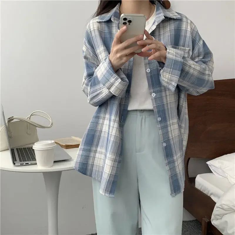 Casual Long Sleeves Blouse Korean Mid Length Loose Gathered Detail Blouse