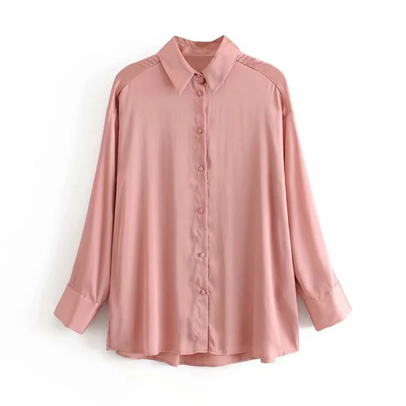 Chi Women Tops Solid Satin Silk Blouses Long Elegant Peplum Blouse