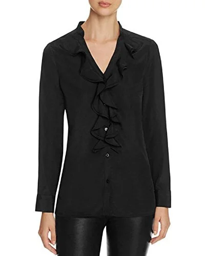 Finity Ruffled Neck Blouse Double Button Blouse