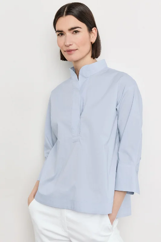 Gerry Weber 965048-66406 Light Blue High Neck Blouse Double Button Blouse