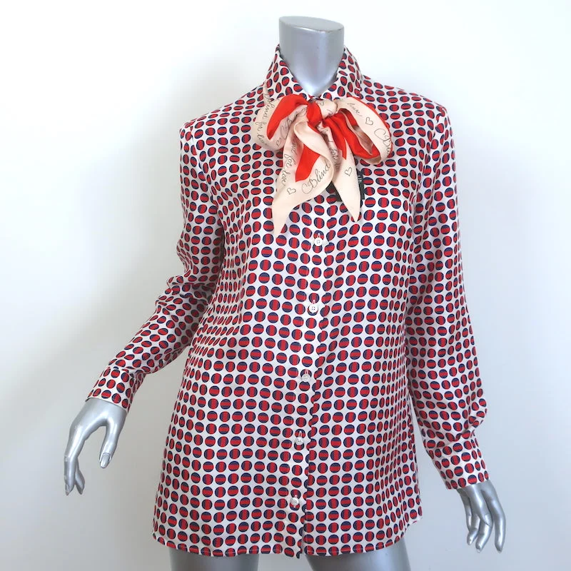 Gucci Blind for Love Scarf Blouse Dot Print Silk Twill Size 44 Long Sleeve Top Boho Chic Blouse Gucci Blind for Love Scarf Blouse Dot Print Silk Twill Size 44 Long Sleeve Top Boho Chic Blouse