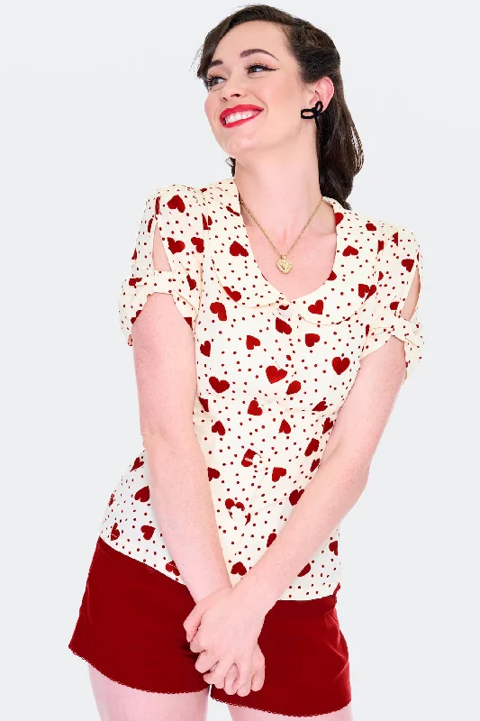 Heart & Dot Blouse by Voodoo Vixen - Size L Classic Striped Blouse