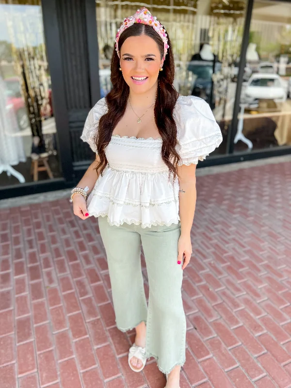 Jeanie Poplin Babydoll Blouse Collared Satin Blouse