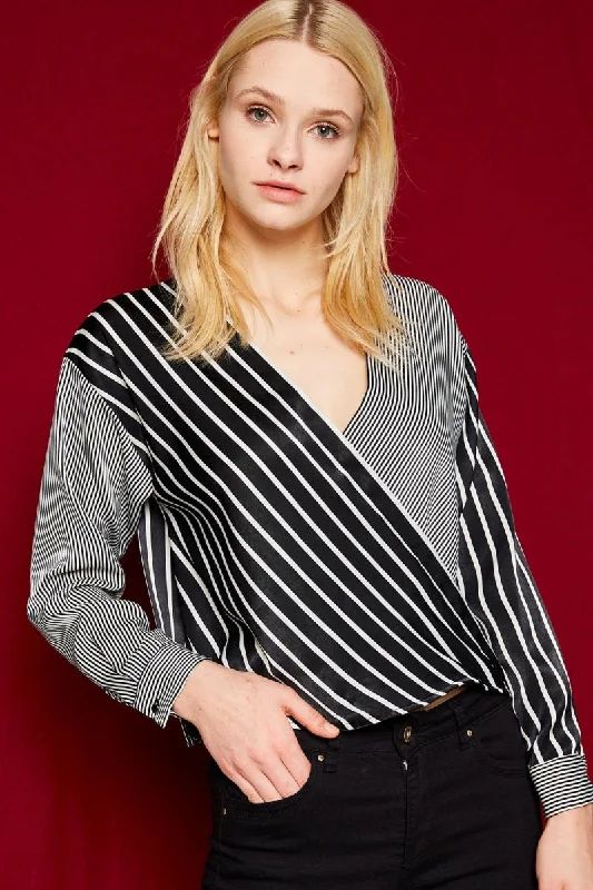 Women Black Blouse Bell Sleeve Blouse