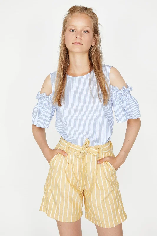 Women Blue Striped Blouse Casual Relaxed Fit Blouse