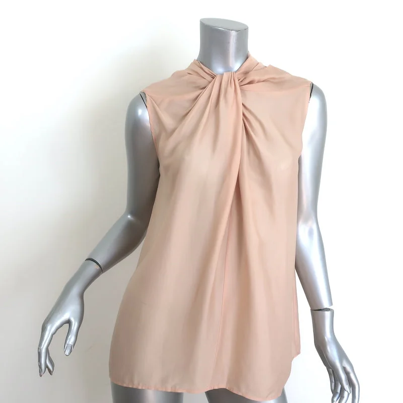 Lanvin Twist-Neck Blouse Peach Silk-Blend Size 38 Sleeveless Top Everyday Stylish Blouse Lanvin Twist-Neck Blouse Peach Silk-Blend Size 38 Sleeveless Top Everyday Stylish Blouse
