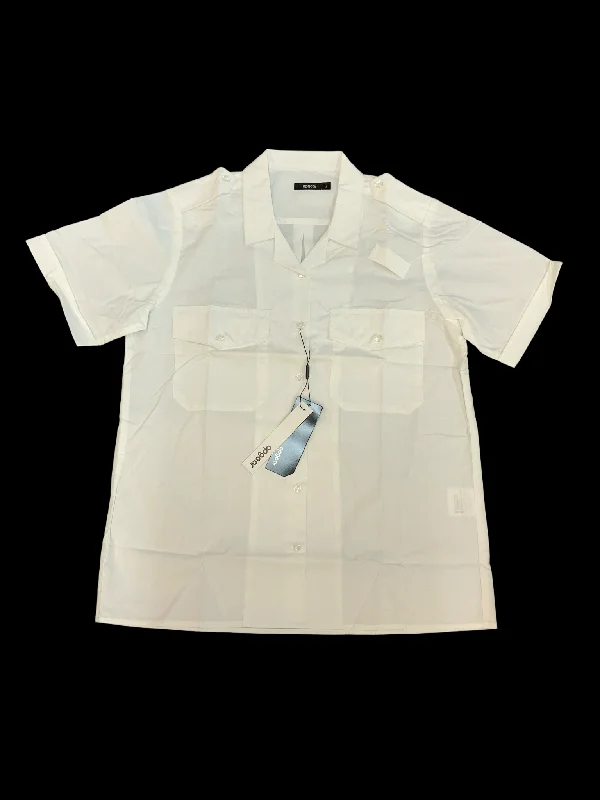 New Opgear Womens White Short Sleeve Shirt Blouse With Epaulettes FSW09N Vintage Polka Blouse