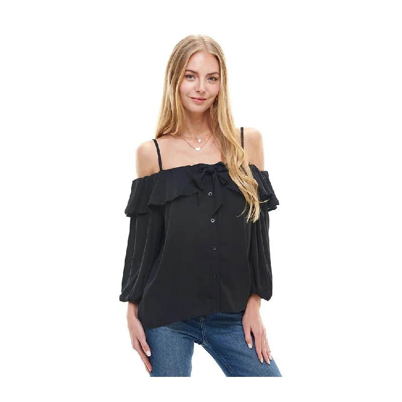 Off Shoulder Ruffle Detail Long Sleeve Blouse Chic Off-Shoulder Blouse