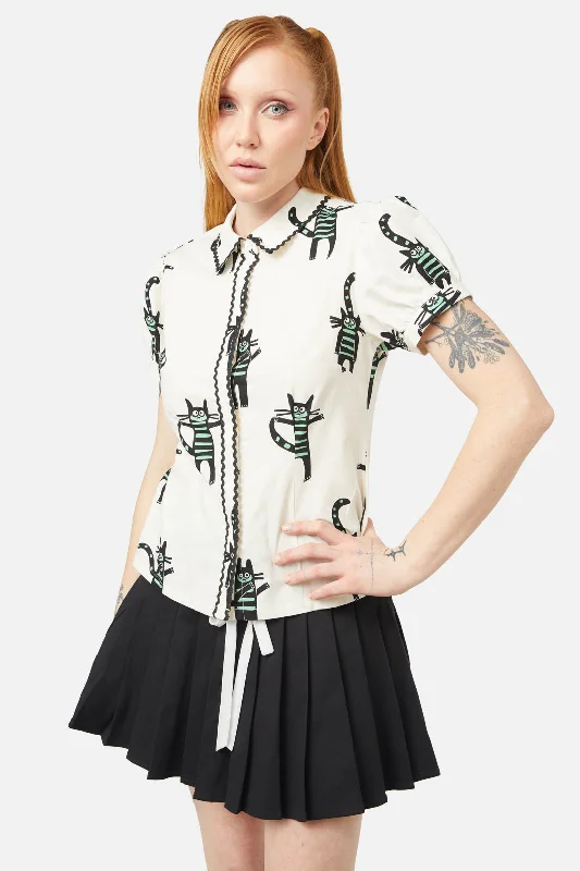 Peculiar Puss Blouse Versatile Layering Blouse