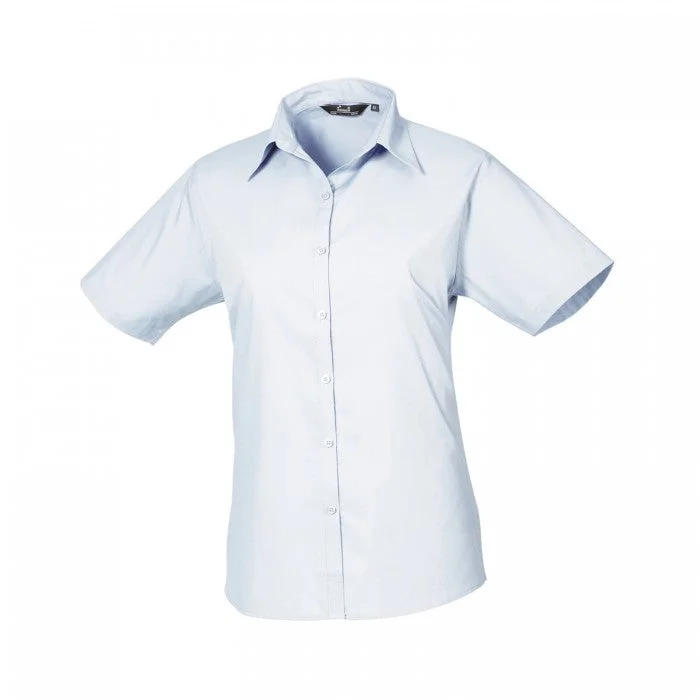 Premier Womens/Ladies Poplin Short-Sleeved Blouse Lightweight Chiffon Blouse