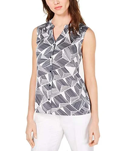 Printed Sleeveless Blouse Chic Square Blouse