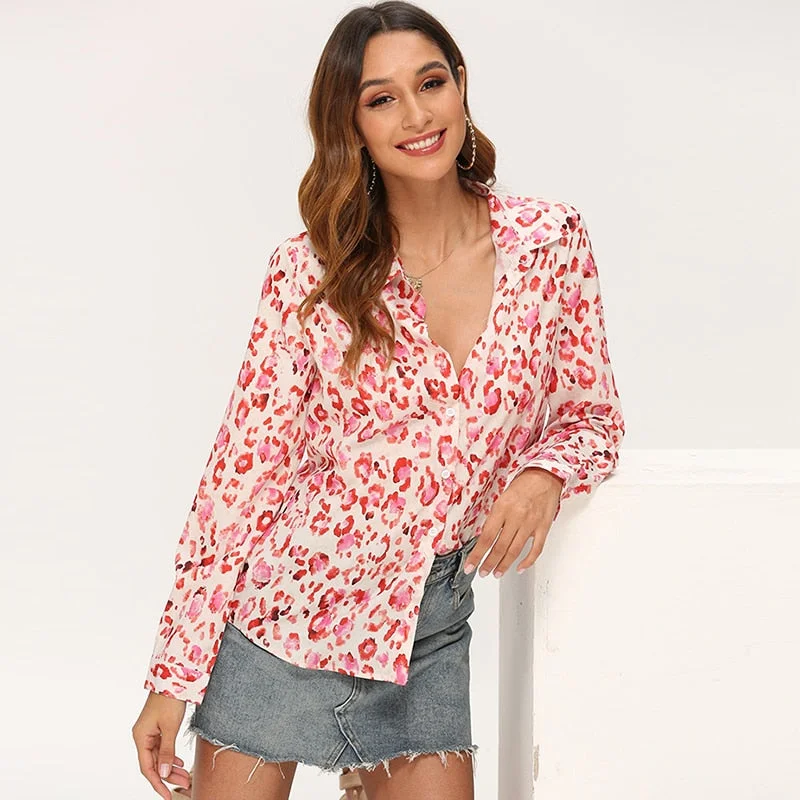 Women Blouses Printed Long Sleeve Backless Summer Blouse