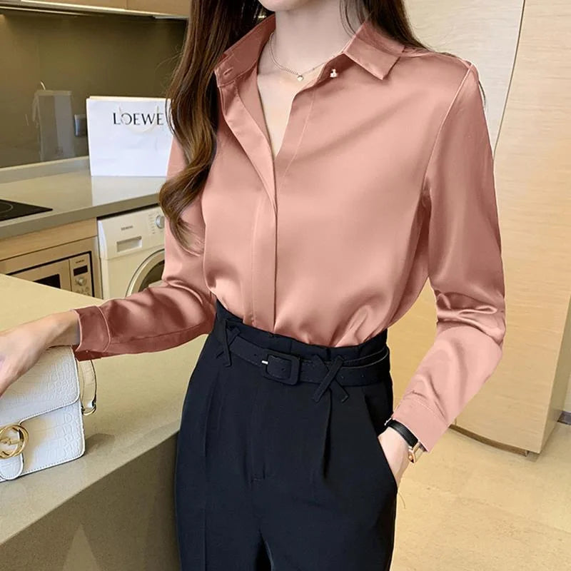 Women's Casual Long Sleeve Blouse High Neck Blouse