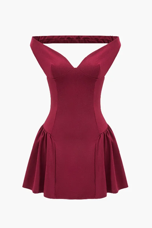 V-Neck Sleeveless Backless Mini Dress