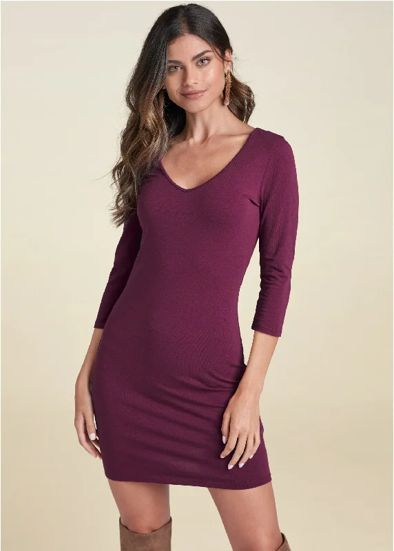 Long And Lean Mini Dress - Wine