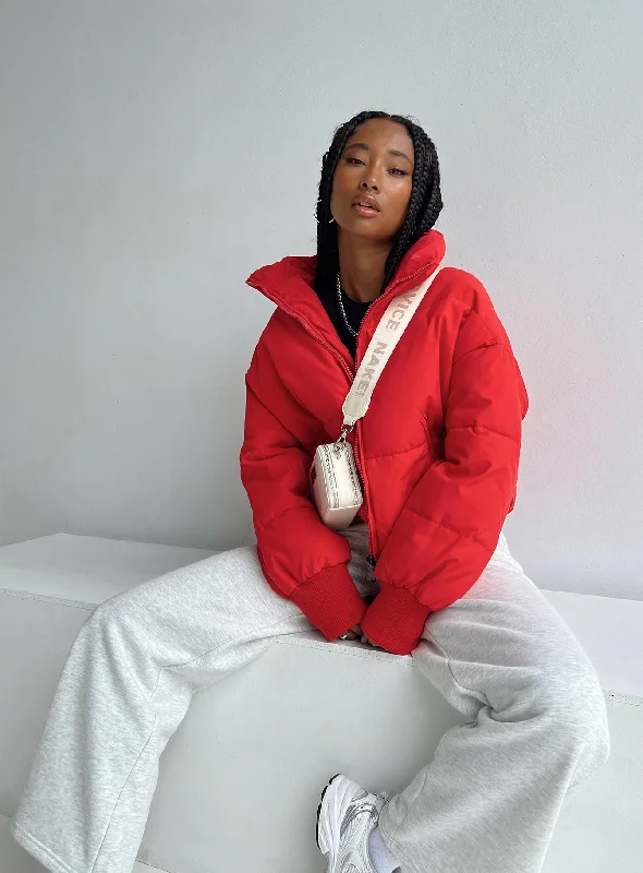 Abe Puffer Jacket Red Striped Jacket Polka Dot Jacket Floral Jacket