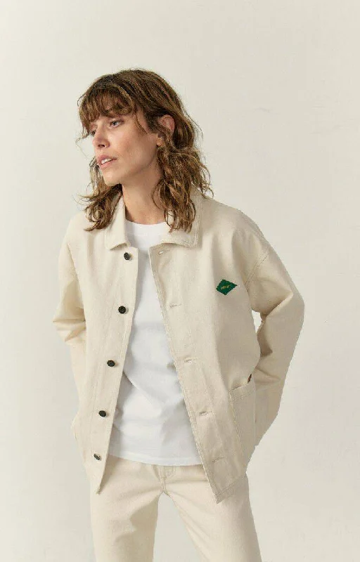 Jacket Dat16d Ecru Notch Collar Peter Pan Collar Cowl Neck