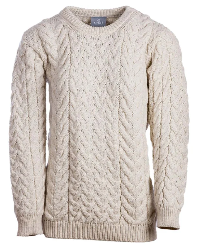 Aran Merino Wool Crew Neck Jumper