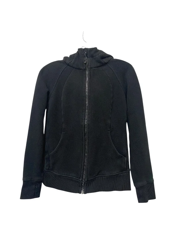 Athletic Jacket By Lululemon In Black, Size: 8 Welt Pockets Slit Pockets Flap Pockets Athletic Jacket By Lululemon In Black, Size: 8 Welt Pockets Slit Pockets Flap Pockets