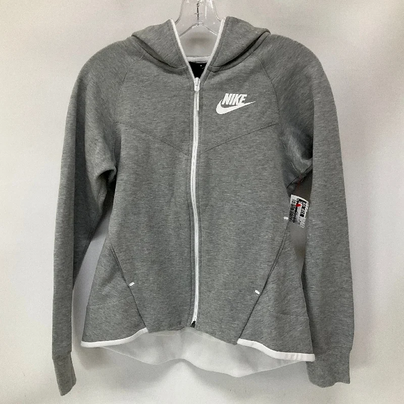 Athletic Jacket By Nike Apparel In Grey, Size: S Appliqued Jacket Beaded Jacket Sequined Jacket Athletic Jacket By Nike Apparel In Grey, Size: S Appliqued Jacket Beaded Jacket Sequined Jacket