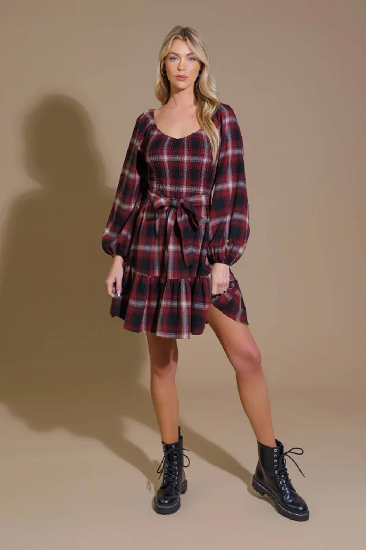 BE WITH YOU WOVEN PLAID MINI DRESS Fashionable Polka Dot Mini Dress