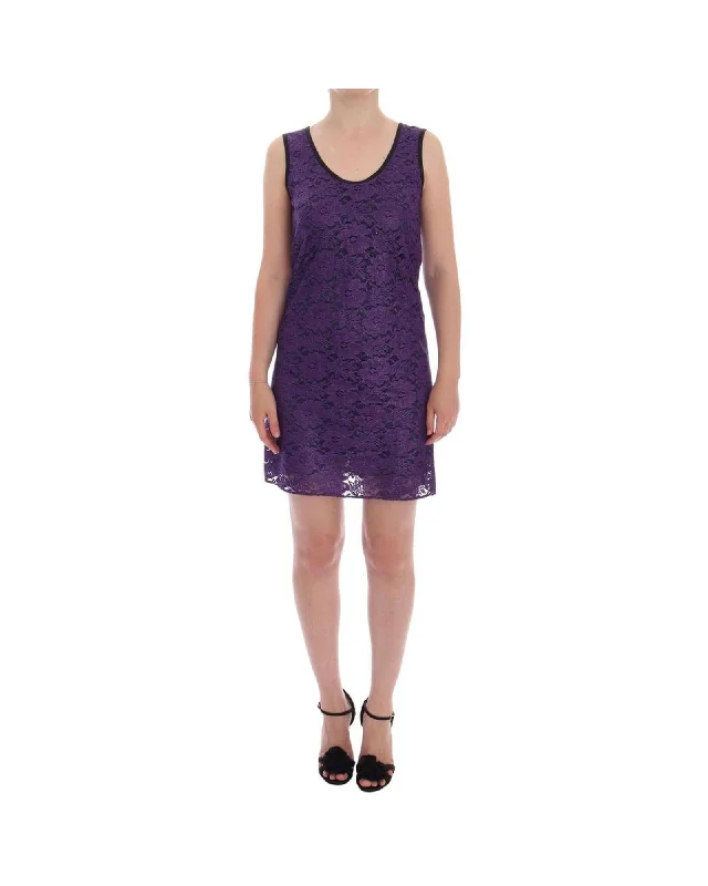 Dolce & Gabbana  Purple Lace Mini Dress Fashionable A-Line Mini Dress