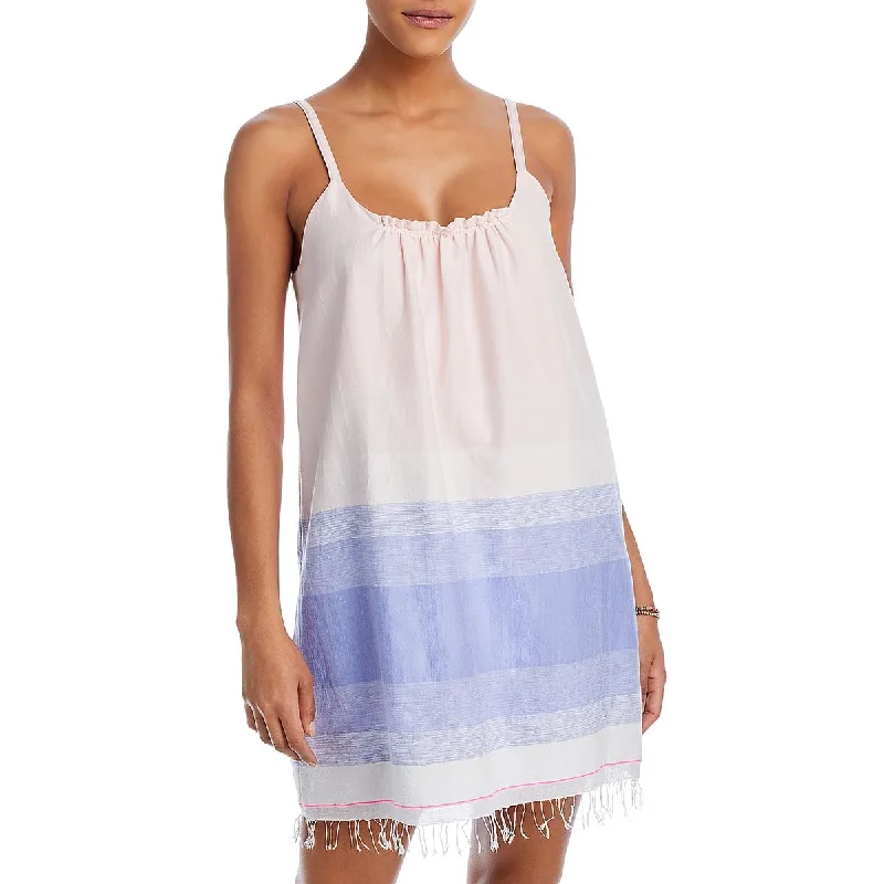 Womens Cotton Printed Mini Dress Chic Tropical Mini Dress