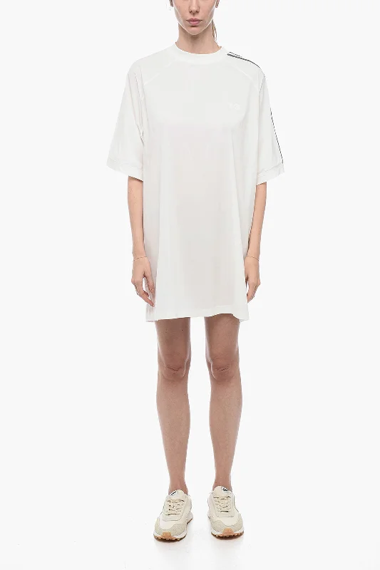 Y-3 by Yohji Yamamoto T-Shirt Mini Dress with Logo Print M Standard size Cozy Satin Mini Dress