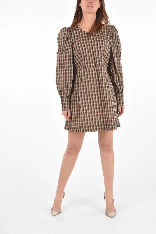 Baum und Pferdgarten gingham check AIDINE raglan sleeve mini dress 40 Italian size Modern Satin Mini Dress Baum und Pferdgarten gingham check AIDINE raglan sleeve mini dress 40 Italian size Modern Satin Mini Dress
