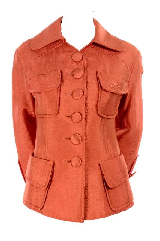 Christian Lacroix Paris Vintage Orange Jacket w/ Front Pockets Satin Jacket Silk Jacket Chiffon Jacket Christian Lacroix Paris Vintage Orange Jacket w/ Front Pockets Satin Jacket Silk Jacket Chiffon Jacket