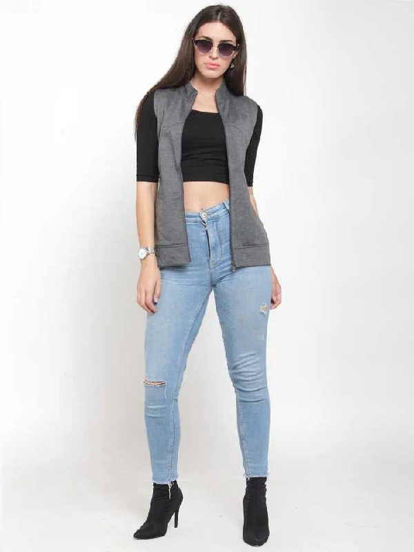 TANDUL Sleeveless Solid Women Casual Jacket Denim Jacket Leather Jacket Suede Jacket TANDUL Sleeveless Solid Women Casual Jacket Denim Jacket Leather Jacket Suede Jacket