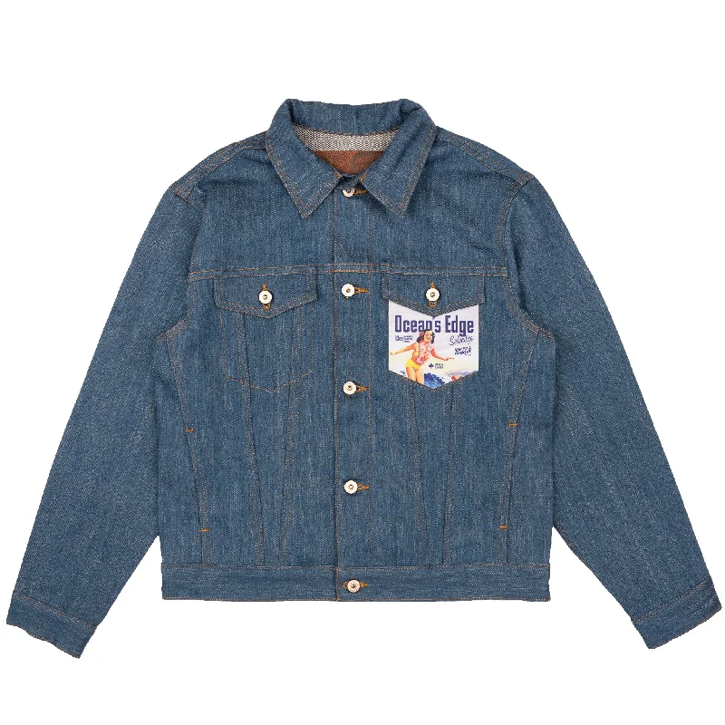 Denim Jacket - Ocean's Edge Selvedge Boat Neck Shawl Collar Notched Collar