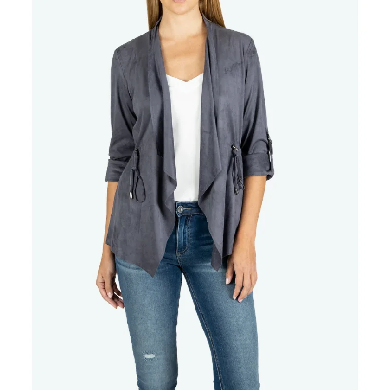 Dianne Faux Suede Drape Jacket Appliqued Jacket Beaded Jacket Sequined Jacket