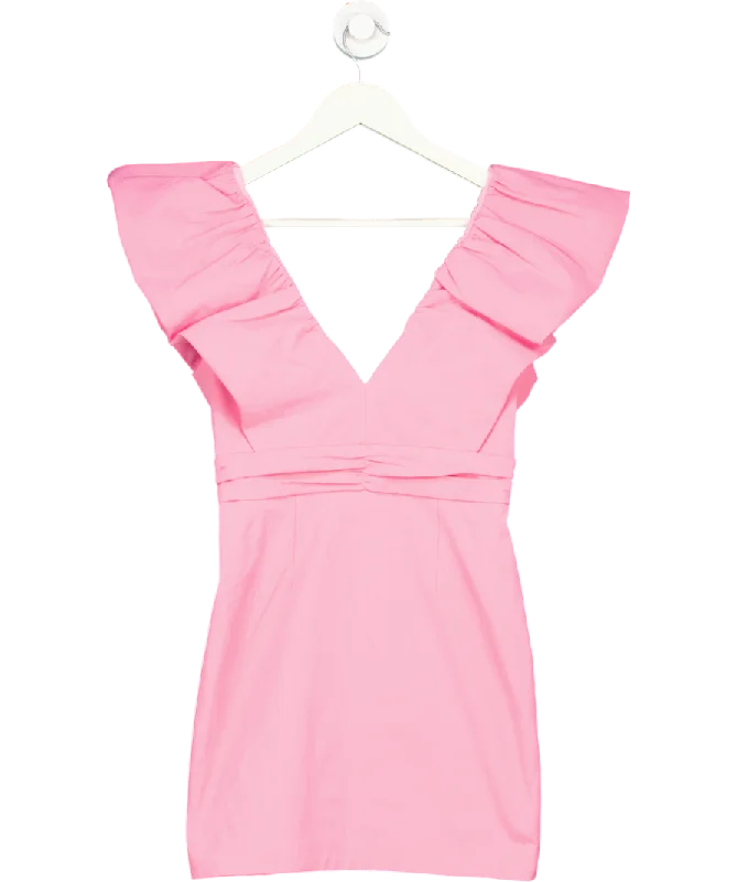 Elle Zeitoune Pink Destiny Fitted Mini Dress UK 6 Elegant Mini Dress with Pleats