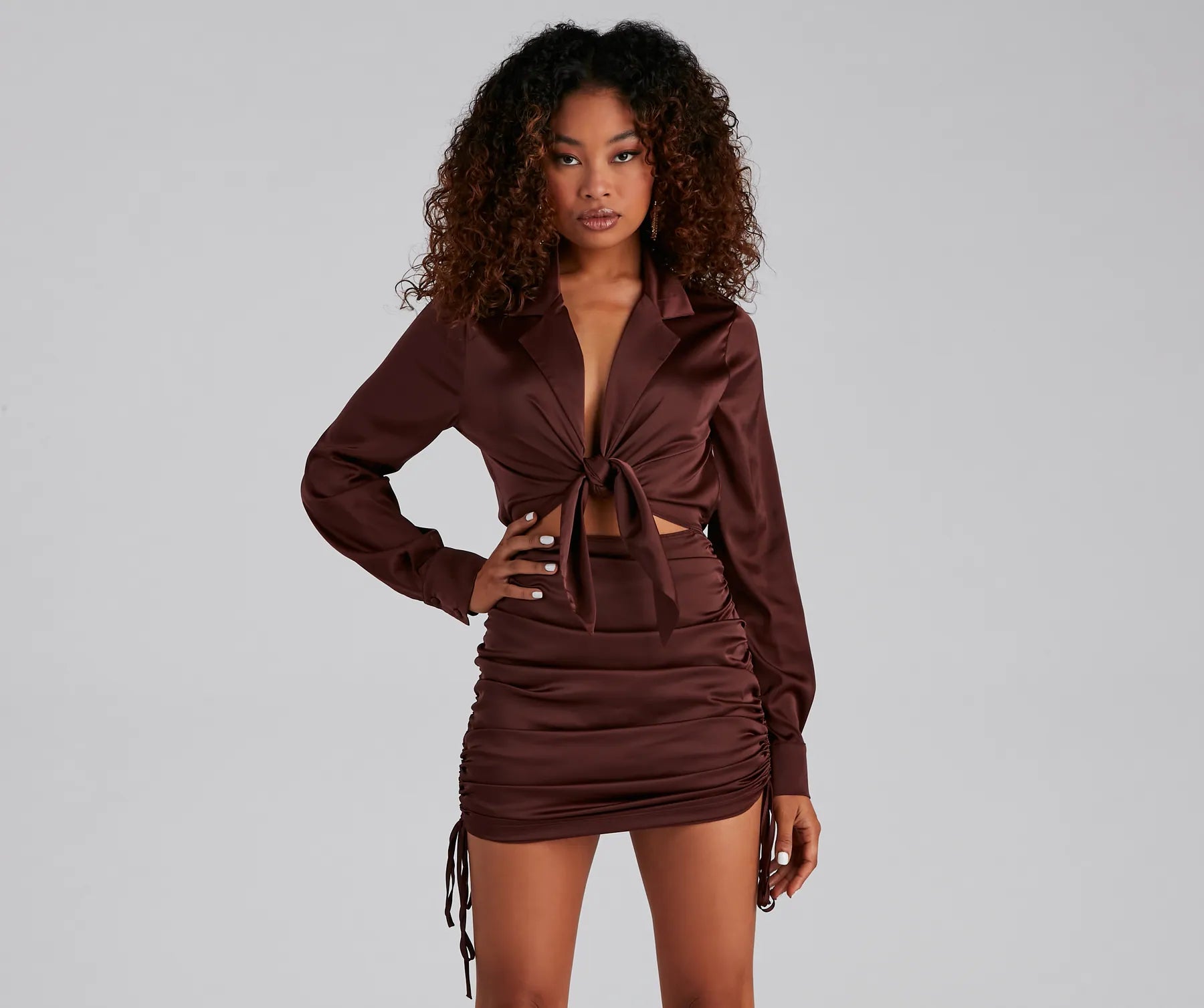 Endlessly Chic Satin Mini Dress Chic Mini Dress with V-Neck