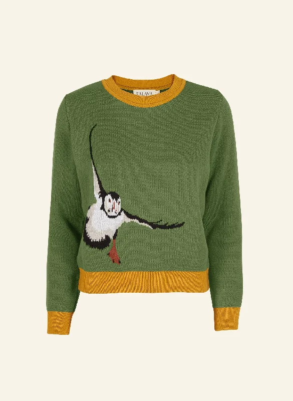 Esther Long Knitted Jumper - Green Puffin