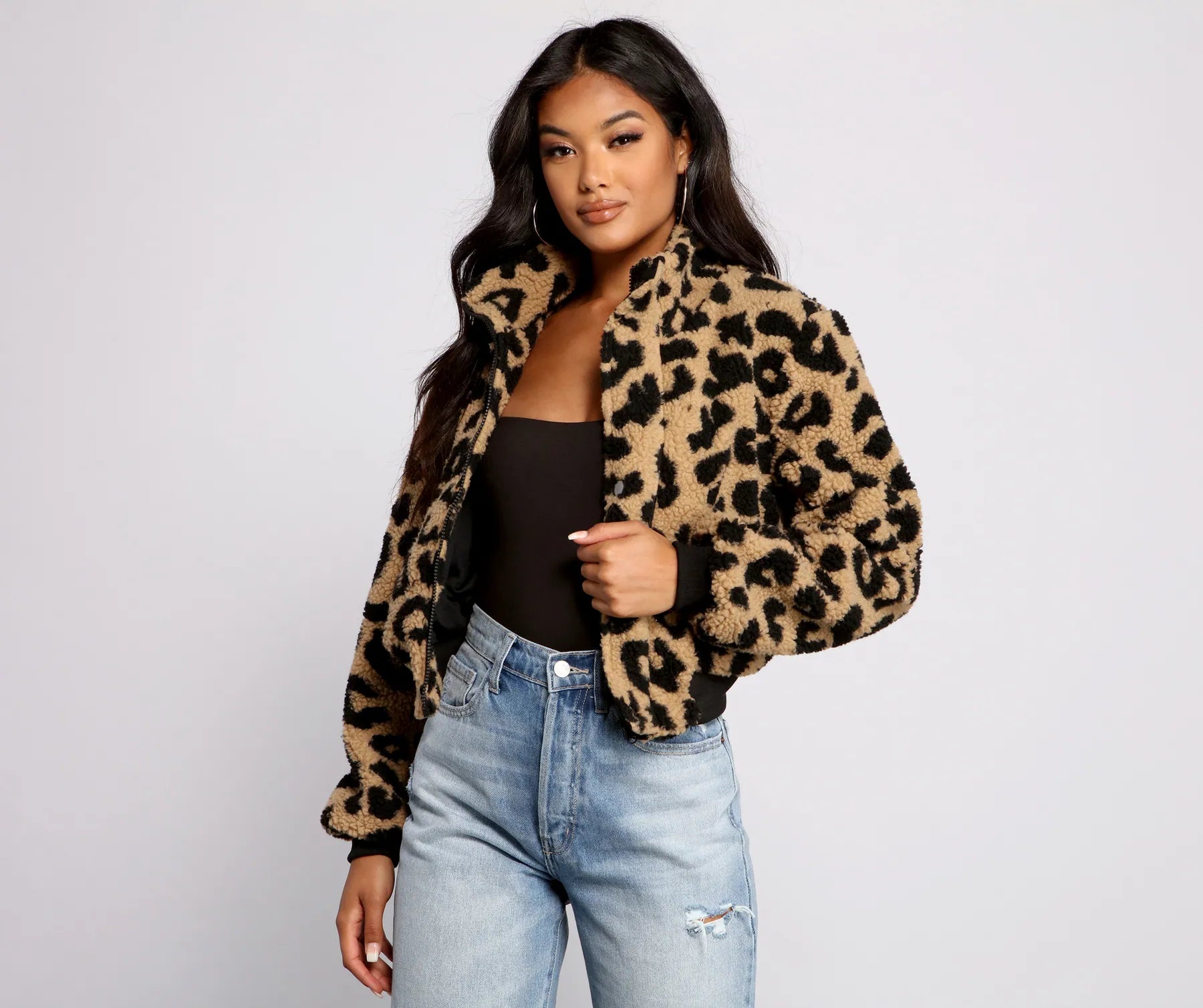 Feelin' Fab Leopard Print Bomber Jacket Belted Jacket Elasticated Jacket Padded Jacket