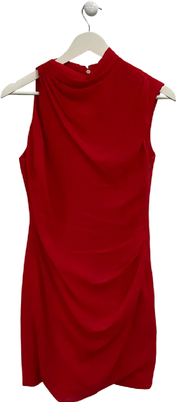 FOREVER NEW Red Noa Draped Mini Dress UK 8 Trendy Mini Dress with Belt