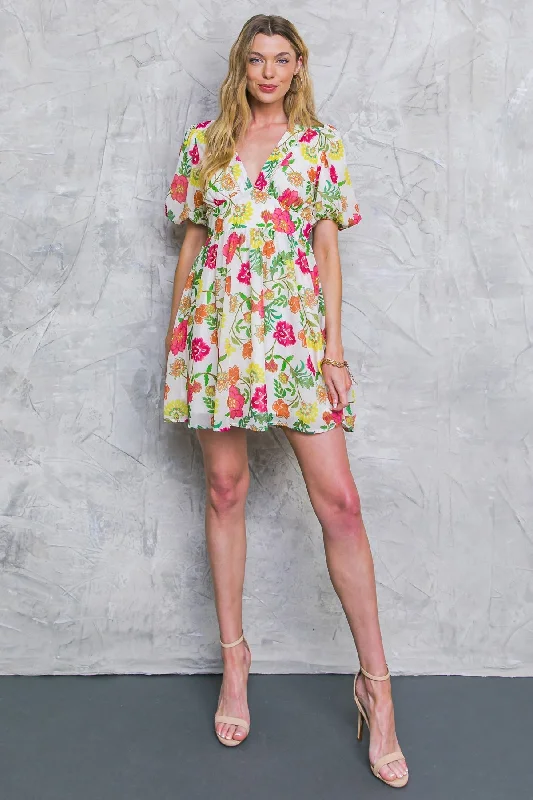 FREE ME TODAY FLORAL WOVEN MINI DRESS Cozy Knit Mini Dress